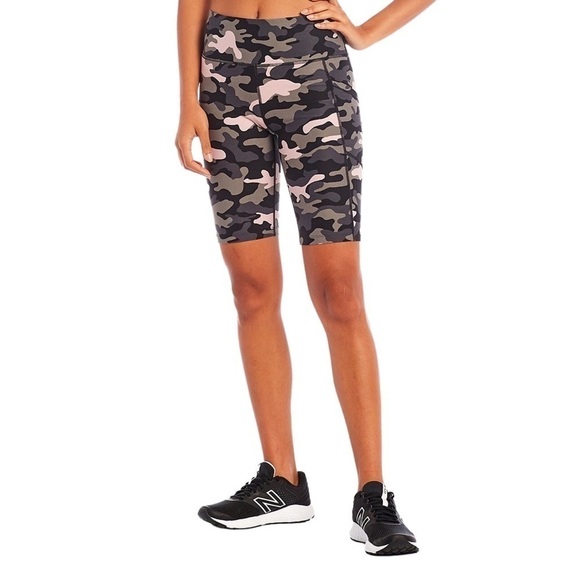 New! Calvin Klein Performance High Waist Side Pocket Camo Athletic Biker Shorts - Picture 1 of 13